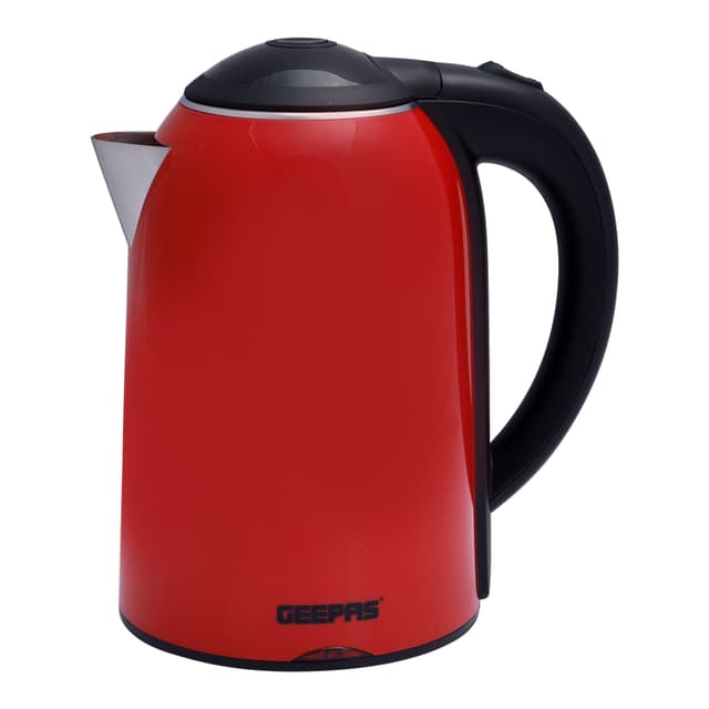 غلاية ماء كهربائية Geepas 1800 W Double Layer Electric Kettle 1.7L  Stainless Steel Double Wall, Auto Shut-Off & Boil-Dry Protection - 121748