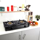 Geepas 2-Burner Gas Hob - Attractive Design, Tempered Glass Worktop - Automatic Ignition, 2 Heating Zones - Portable Cooktop - Ideal for Home, Office and More