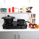 Geepas 2-Burner Gas Hob - Attractive Design, Tempered Glass Worktop - Automatic Ignition, 2 Heating Zones - Portable Cooktop - Ideal for Home, Office and More