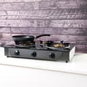 Geepas GK4281 3-Burner Gas Hob Attractive Design - Tempered Glass Worktop Automatic Ignition, 3 Heating Zones - Portable Cooktop - Ideal for Home, Office and More - 2 Years Warranty