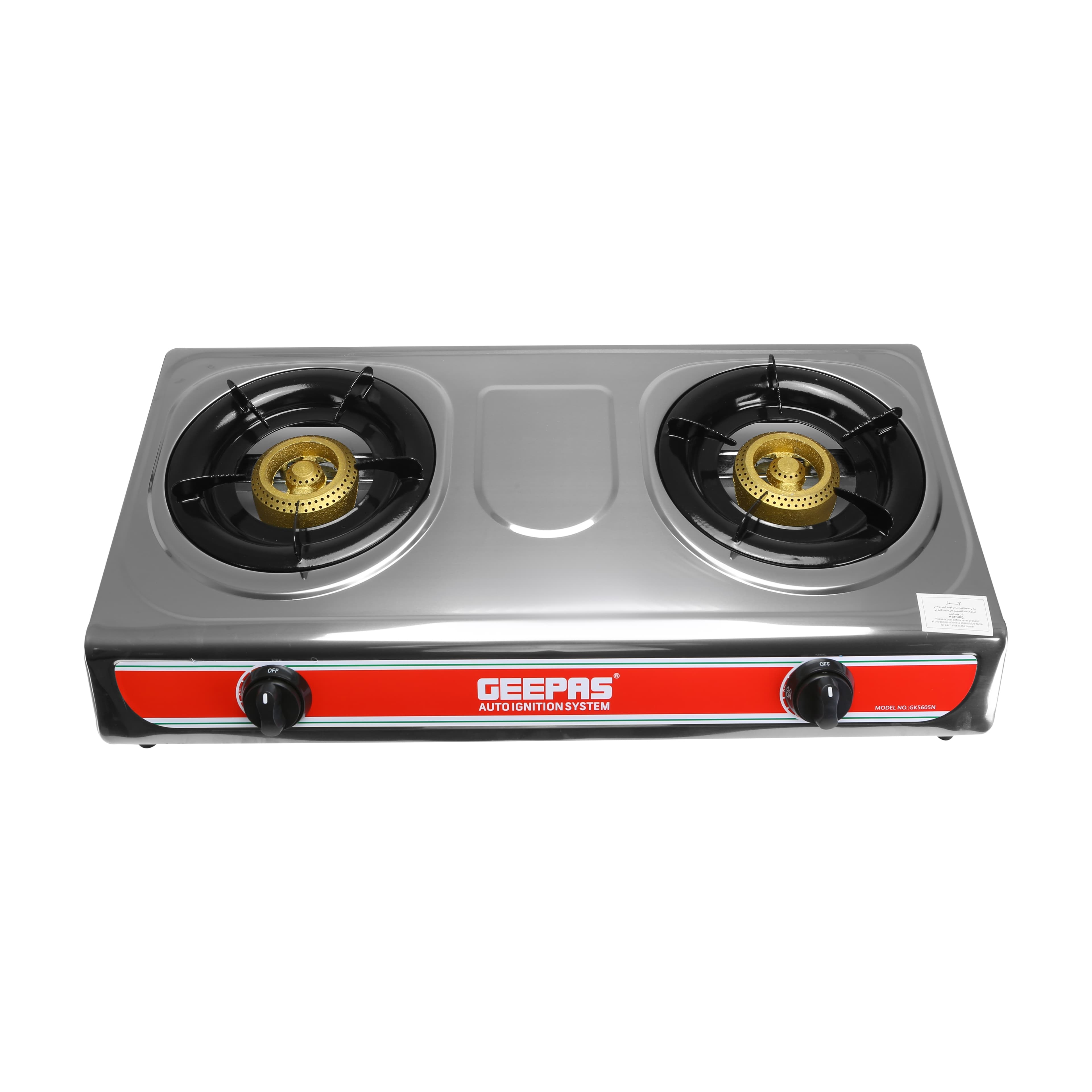 Geepas Stainless Steel Gas Stove with Automatic Ignition System & Energy Efficient Burners GK5605