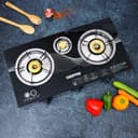 طباخ غاز Geepas Triple Gas Burner with Tempered Glass