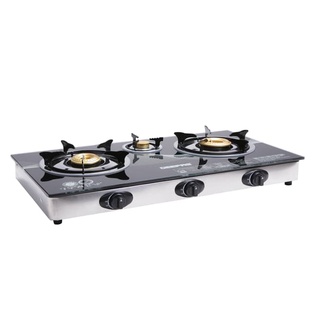 طباخ غاز Geepas Triple Gas Burner with Tempered Glass