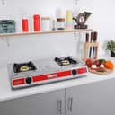 Geepas GK6898 2-Burner Gas Hob/Burner - Durable Stainless Steel Gas Range with Auto Ignition - Home,Outdoor Grill, Camping Stoves- 2 Year Warranty