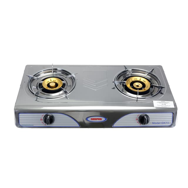 فرن غاز ذو شمعتين Geepas Stainless Steel Gas Stove Burner , Auto Ignition, Robust Build