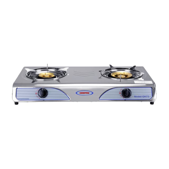 Geepas GK73 Stainless Steel Gas Stove Burner 2 Burner Hob, Auto