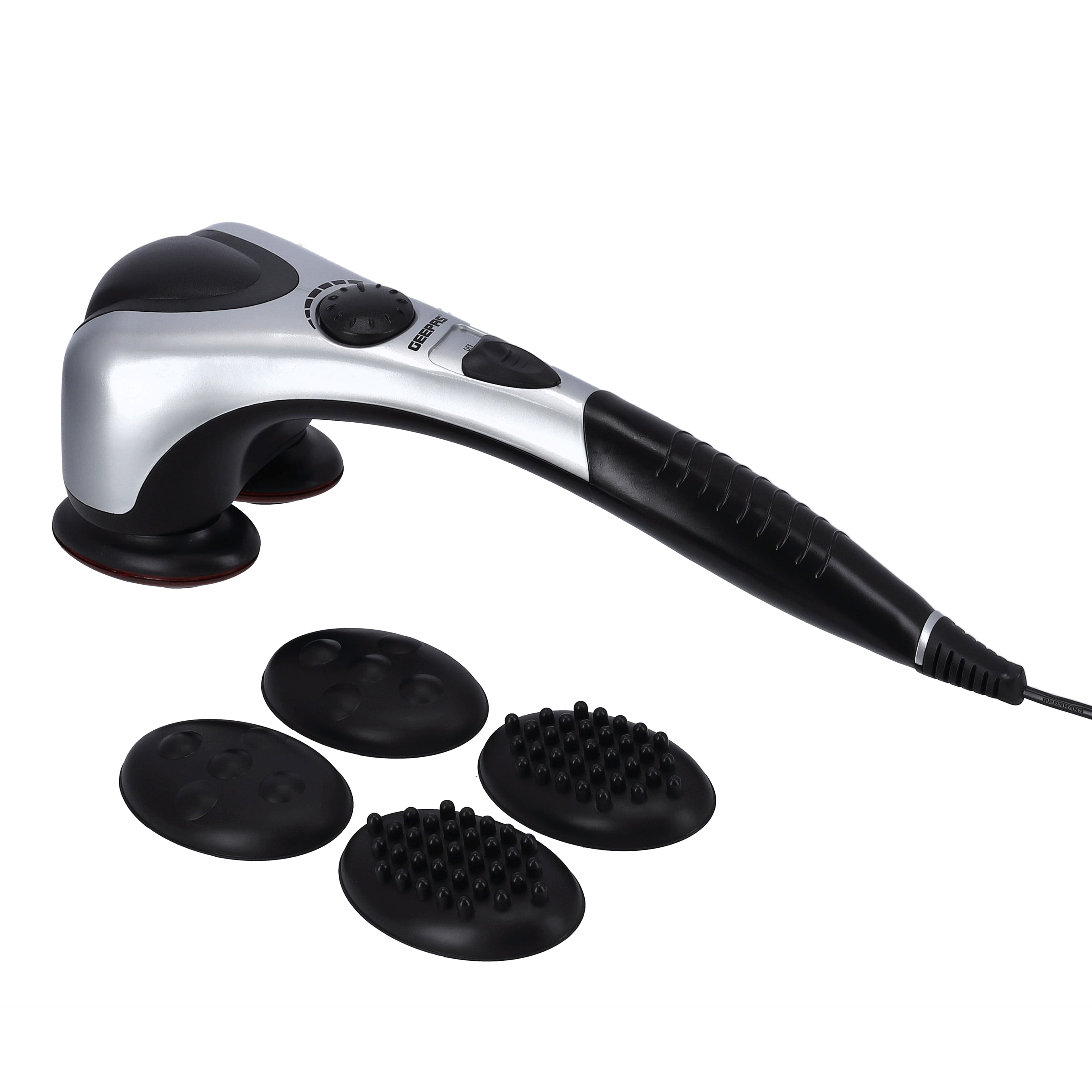 Geepas Portable Hanheld Double Head Massager With 3 Pair Heads