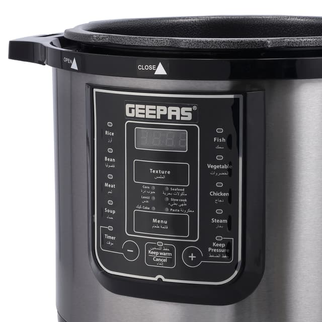 Geepas GMC35030 12L Digital Multi Cooker – LED Display-14 Programs, Auto Shut off Function - Ideal for Rice Meat bean vegetable Soup -Detachable Inner Lid