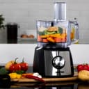 Geepas GMC42015UK 1200W Compact Food Processor - Multifunctional Electric Chopper with Shredder & Grater Attachments - 1.2L Bowl Capacity - Stainless Steel & Dough Blades Included - 2 Years Warranty