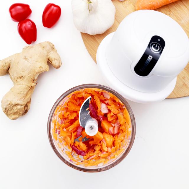 Geepas Wireless Mini Food Chopper - Portable Food Cutter Mincer for Dicing, Ginger, Chili, Fruits, Onions, Vegetable - Stainless Steel Blades, 300 ML - 2 Years Warranty - SW1hZ2U6MTU0Mzc3
