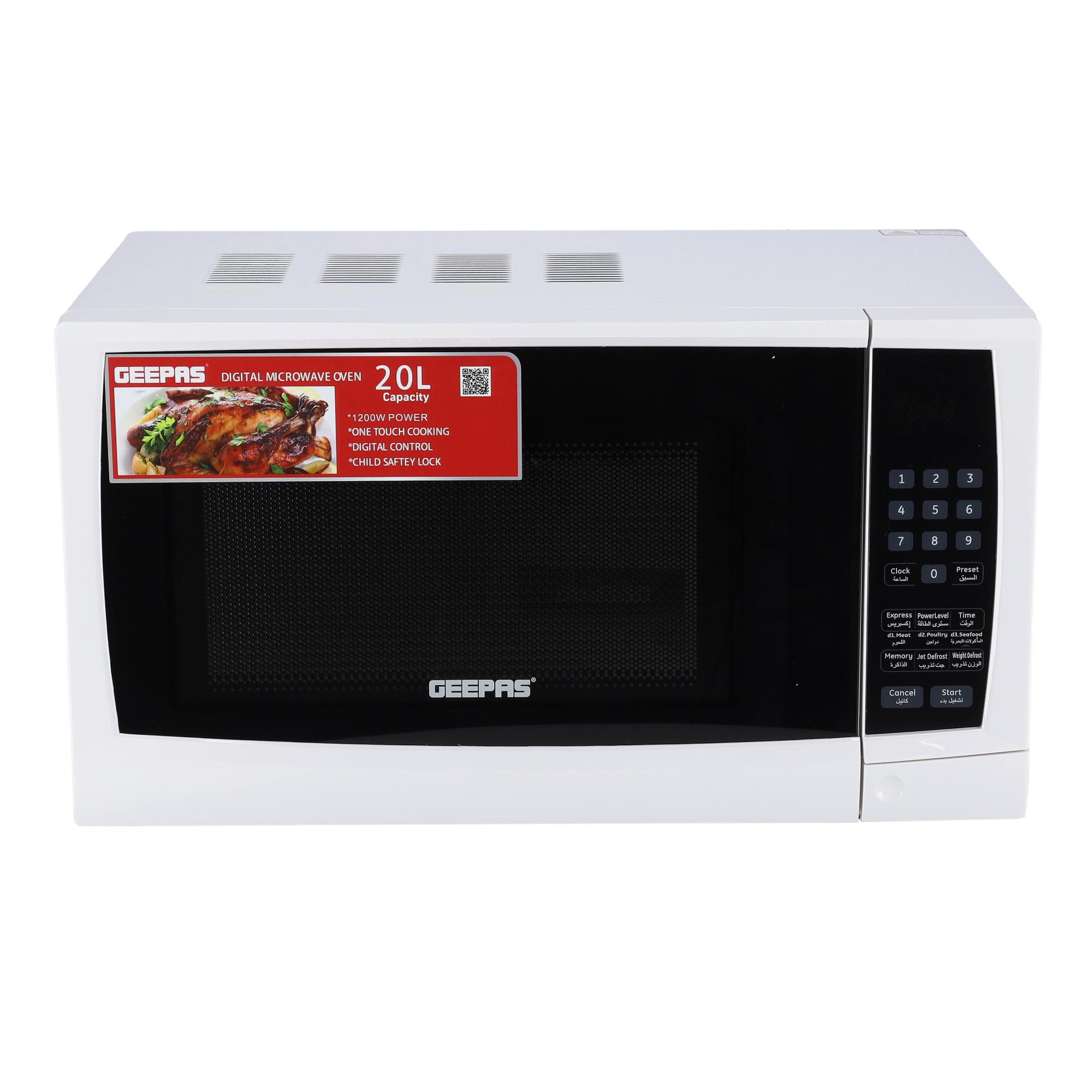 Geepas 20L 1200W Digital Microwave Oven with Multiple Cooking Menus GMO1895 