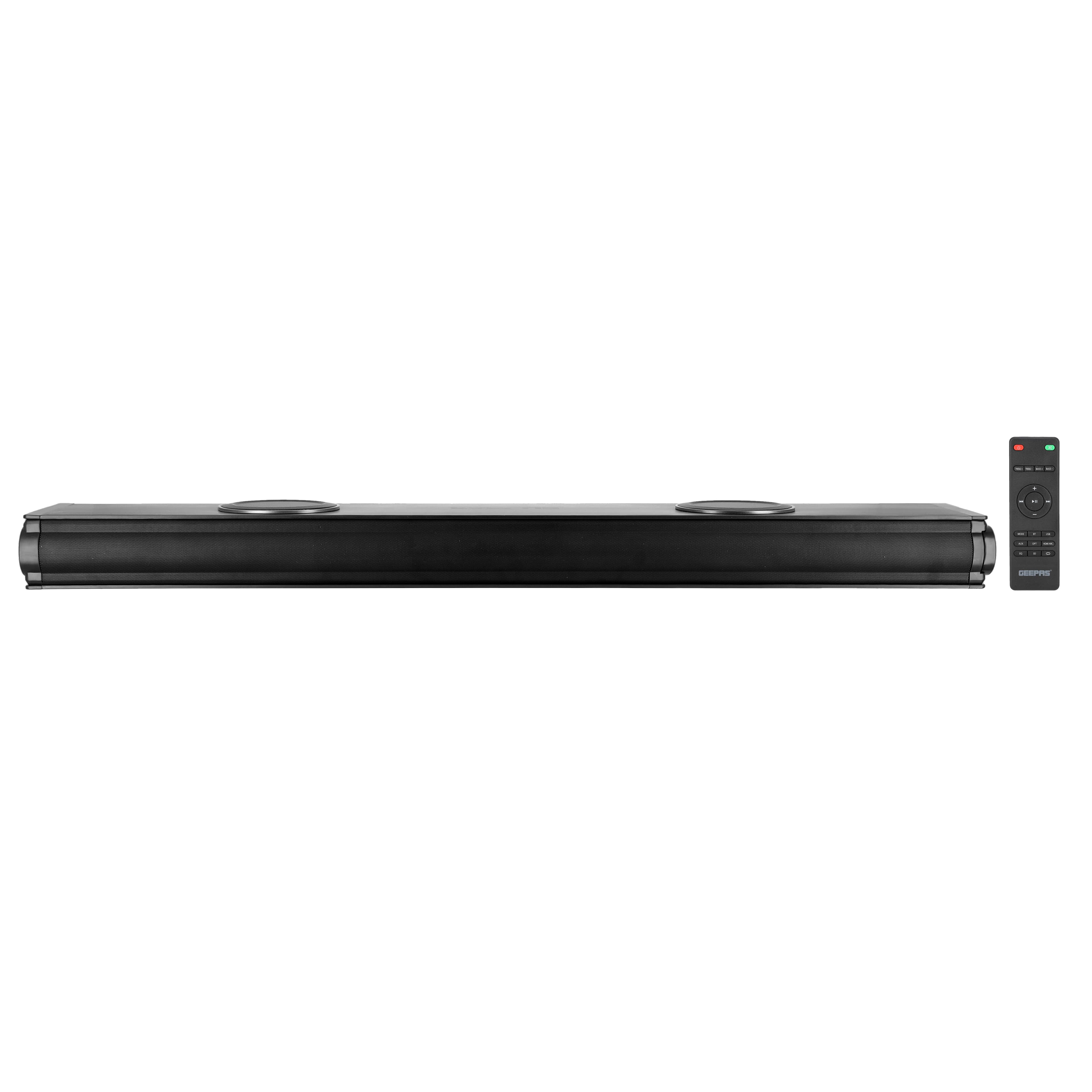 Geepas GMS11152 Portable Sound bar System 2.2CH - 2 Inbuilt Sub-Woofer with 3D Sound Technology - USB/AUX/BT/HDMI/ - Remote Included - Connect to TV, Mobile, Laptop & More