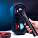 Geepas Rechargeable Portable Speaker - Portable Handle with 1500 MAH Huge Battery- TWS Connection & Compatible with BT/ USB/ AUX/ FM/ Micro SD - Ideal for Home, Hotels, Trips & Outdoor Use - 127049