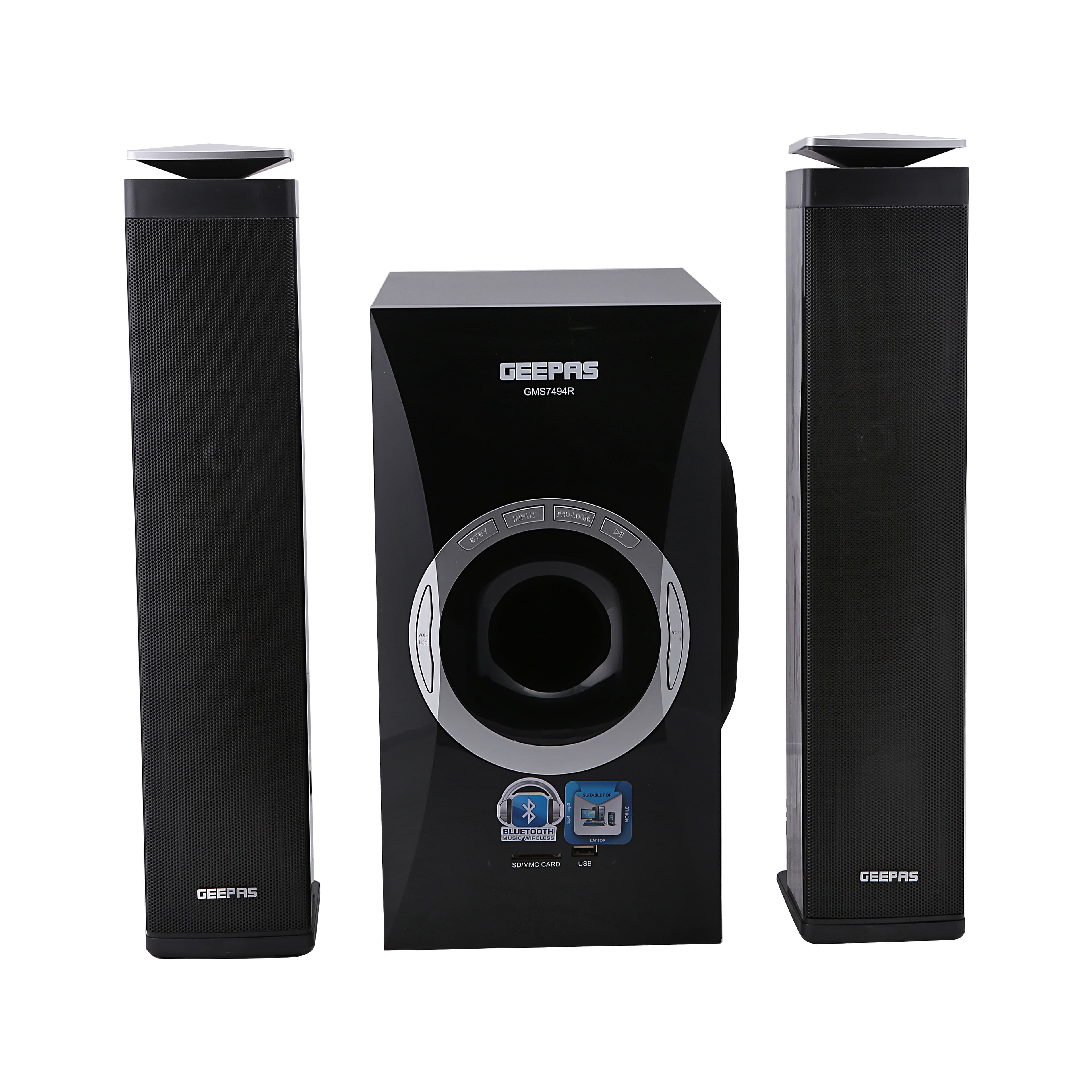 Geepas GMS7494N 2.1 Multimedia Speaker- Home Theatre System with Bass Hi-Fi Surround Sound - USB - SD Card Reader -Remote Controller & Digital LED Display