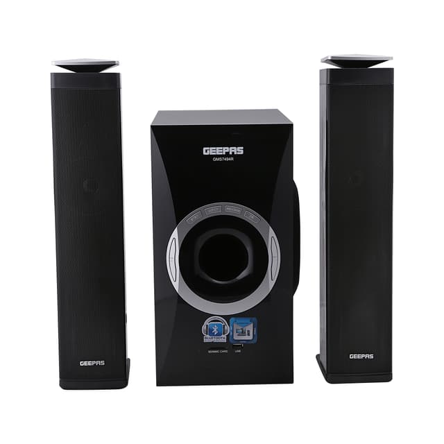 Geepas GMS7494N 2.1 Multimedia Speaker- Home Theatre System with Bass Hi-Fi Surround Sound - USB - SD Card Reader -Remote Controller & Digital LED Display - 257311