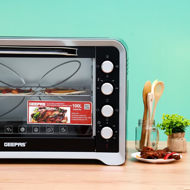 فرن كهربائي جيباس بسعة 100 لتر Geepas Electric Oven with Rotisserie & Convection - 127073