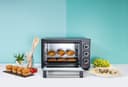 Geepas GO34044 19L Electric Kitchen Oven - Powerful 1280W with Crumb Tray, 60 Minutes Timer & Rotisserie & Convection Function - 6 Selectors for Baking & Grilling - 4 Accessories Included - 126463