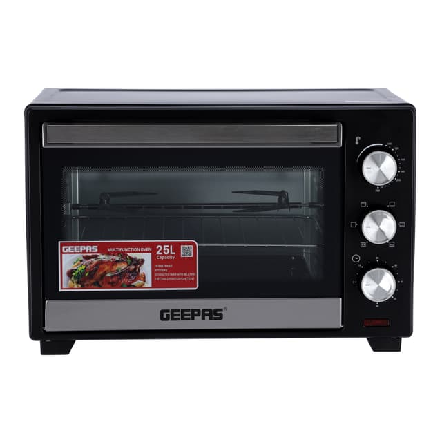 فرن كهربائي جيباس مع شواية 25 لتر 1380 واط أسود Geepas Black 1380W 25L Rotisserie With Electric Oven