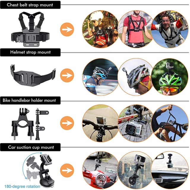 مجموعة إكسسوارات للتصوير O Ozone Action Camera Accessories 60 in 1 Travel Kit  - Multicolor