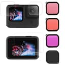 O Ozone 7 in 1 Kit Compatible for Gopro Hero 9 Action Camera Accessories with Silicone Lens Cap, Tempered Glass Protector, Lens Filters for GoPro Hero 9 Black - Black