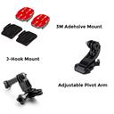 O Ozone 10 in 1 Action Camera Accessories Kit [ 3M Flat & Curved Sticky Pads, Quick Release Buckle & Vibration Plug, J-Hook Mount, Thumb Screw & Pivot Arm ] Compatible for GoPro, for SJCAM, for YI - Black - SW1hZ2U6MTI2MDk3