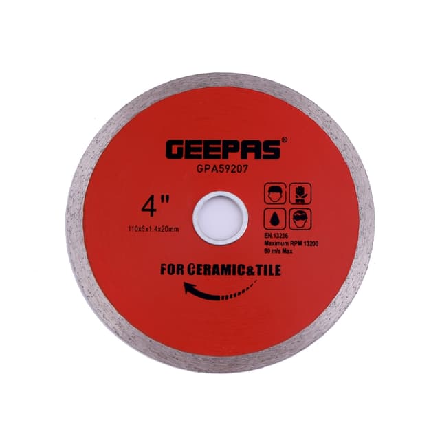 Geepas Stone Cutting Wheel-Marble Slate & Floor/Wall Hard Porcelain Tile - Concrete Cutting 20 MM - 110 MM