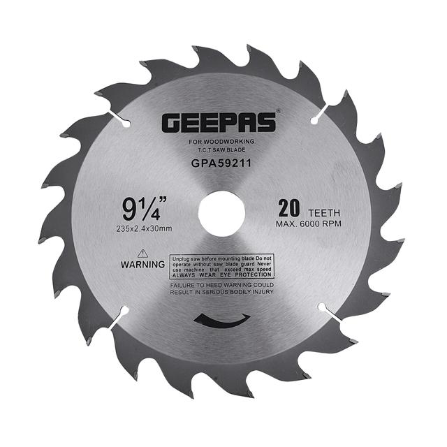 Geepas GPA59211 Professional Circular Saw Blade - 235mm x 30mm Bore, - Thin Kerf -20 ATB Sharp Teeth - Ideal for Carpenter, Professional, DIYers & More - SW1hZ2U6MTUwNjYz