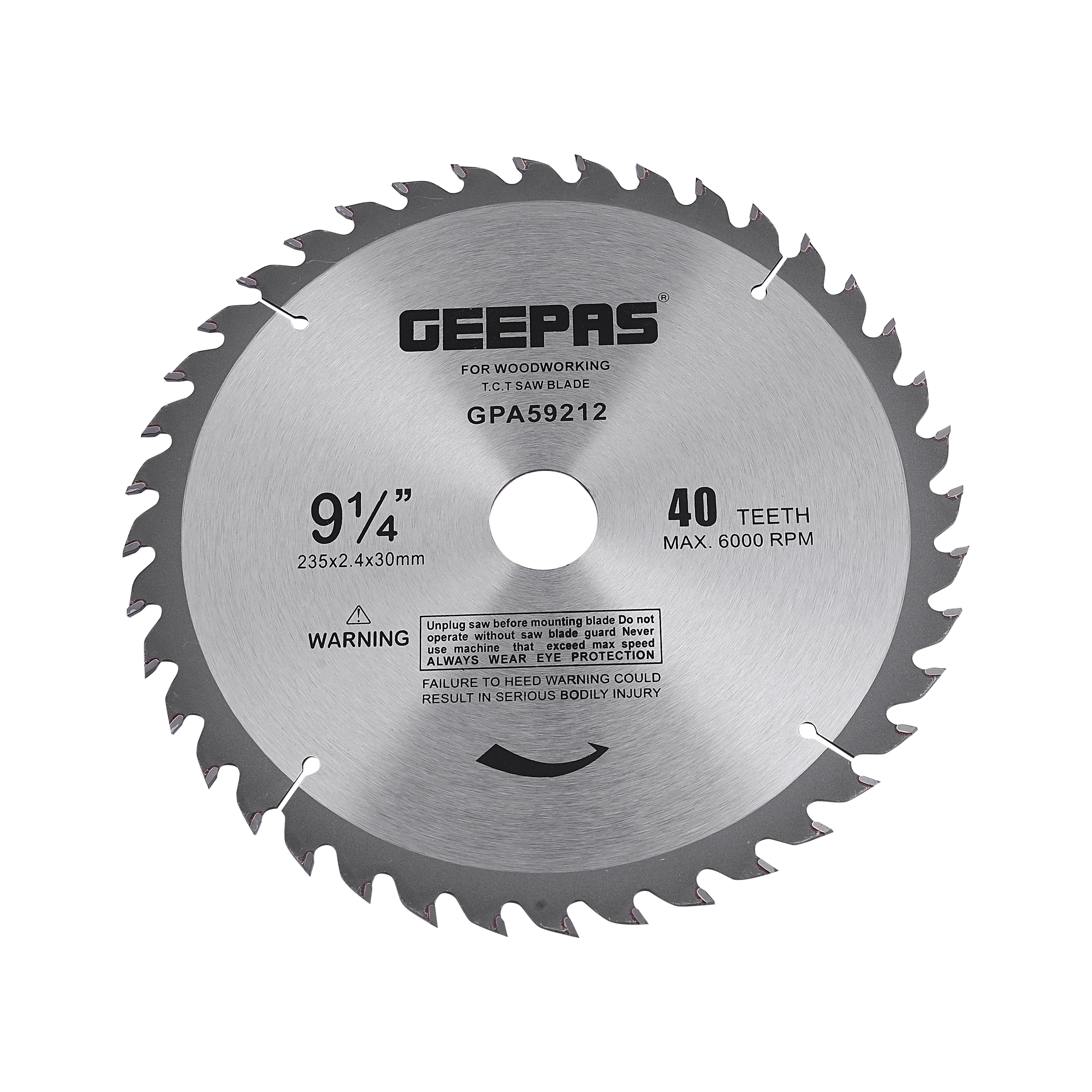 Geepas GPA59212 Professional Circular Saw Blade - 235mm x 30mm Bore, -Thin Kerf - 48 ATB Sharp Teeth - Ideal for Carpenter, Professional, DIYers & More