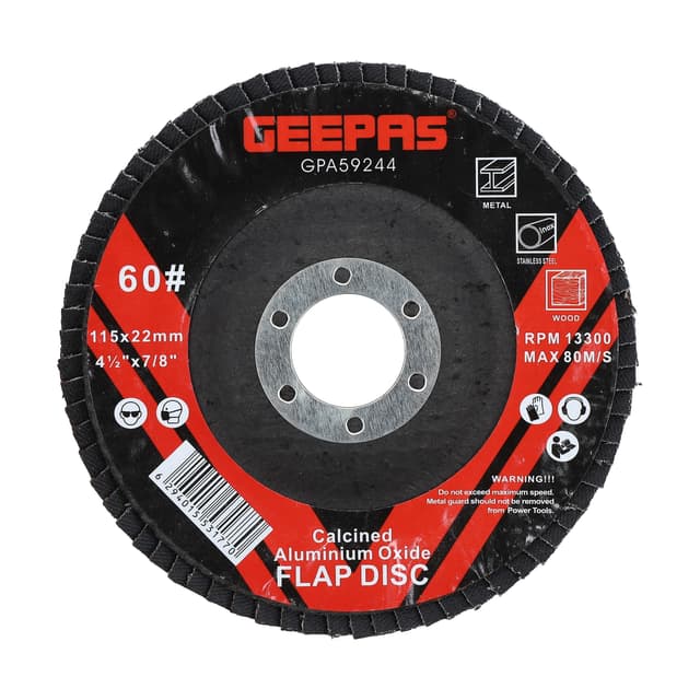 Geepas Flap Disc 115mm - Perfect for All 4.5" Angle Grinders - 22.2mm Bore Size with Aluminium Oxide Grit - Ideal for Rust Removal & Deburring Jobs