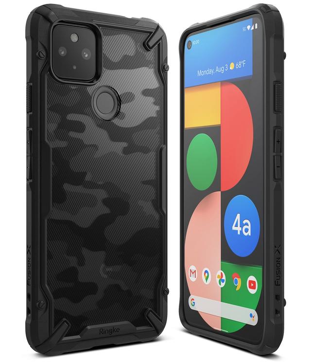 Ringke Compatible with Google Pixel 4a 5G Cover Hard Fusion-X Ergonomic Transparent Shock Absorption TPU Bumper [ Designed Case for Google Pixel 4a 5G ] - Camo Black - Camo Black - SW1hZ2U6MTMzMDc0