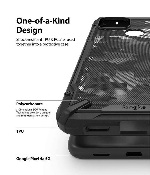 Ringke Compatible with Google Pixel 4a 5G Cover Hard Fusion-X Ergonomic Transparent Shock Absorption TPU Bumper [ Designed Case for Google Pixel 4a 5G ] - Camo Black - Camo Black - SW1hZ2U6MTMzMDc2