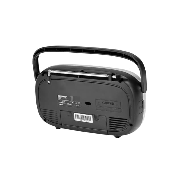 Geepas Rechargeable Radio - FM/AM Radio with 2 Headphone Socket - Enhanced Portable Comfortable Handle & Timer Auto Start, Digital Display- Ideal for Indoor & Outdoor use - 2 Years Warranty