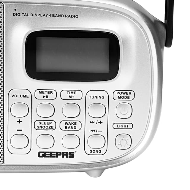 Geepas Rechargeable Radio - FM/AM Radio with 2 Headphone Socket - Enhanced Portable Comfortable Handle & Timer Auto Start, Digital Display- Ideal for Indoor & Outdoor use - 2 Years Warranty