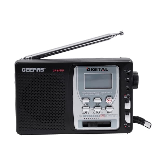 Geepas Digital Receiver/ Radio - FM/AM Radio with 2 Headphone Socket - Enhanced Portable & Timer Auto Start, Digital Display with High Sensitivity Sound - Ideal for Indoor And Outdoor use - 2 Years Warranty