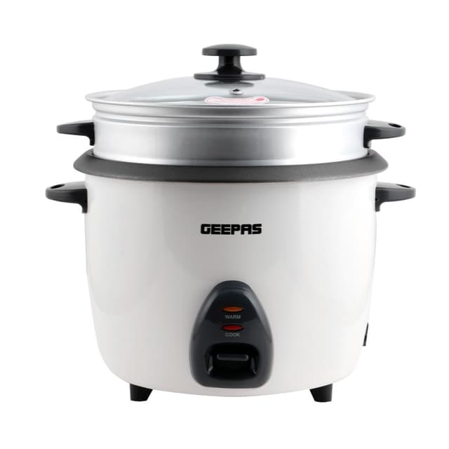 Geepas GRC4326 2.2L Electric Rice Cooker -Cook/Warm/Steam, High-Temperature Protection - Make Rice & Steam Healthy Food & Vegetables - 2 Year Warranty