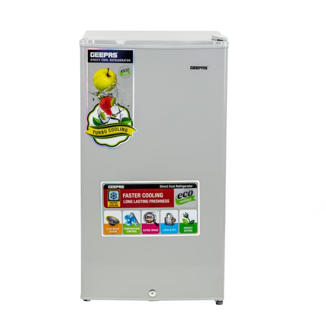 Geepas 110L Single Door Refrigerator - Portable Low Noise Separate Chiller Compartment, Recessed Handle & Adjustable Thermostat - Ideal for Home, Medical Shops & More - 2 Years Warranty - 256840