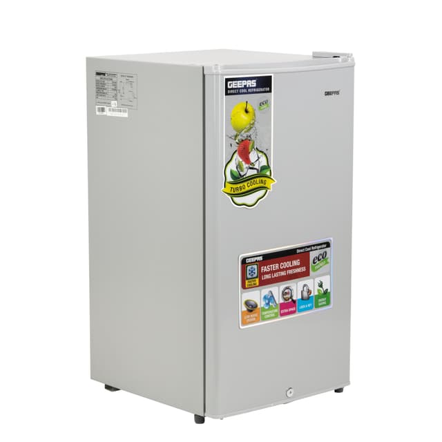 Geepas 110L Single Door Refrigerator - Portable Low Noise Separate Chiller Compartment, Recessed Handle & Adjustable Thermostat - Ideal for Home, Medical Shops & More - 2 Years Warranty - 122780