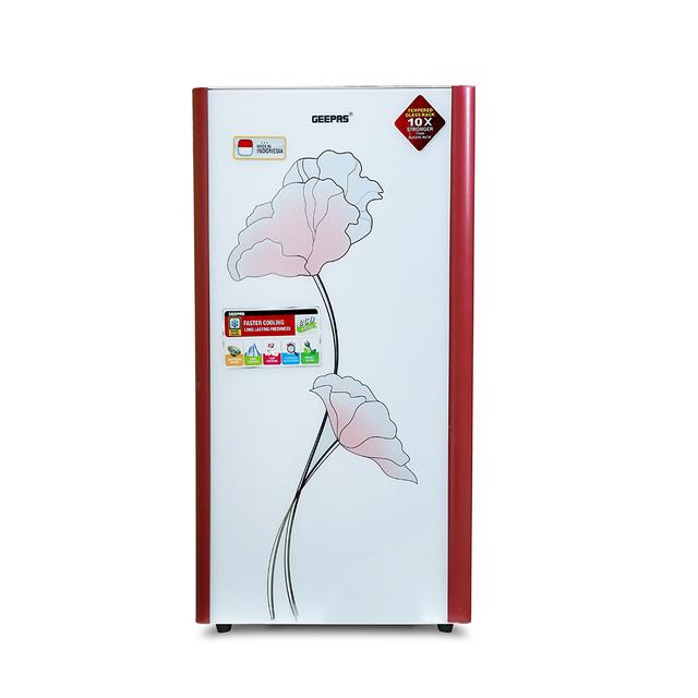 Geepas 180L Single Door Refrigerator - Portable Tempered Glass Door, Quick Cooling, Compact Recessed Handle - Low Energy Consumption with CFC Free - 2 Years Warranty - SW1hZ2U6MTUyMTEy