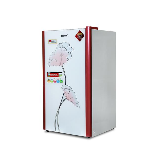 Geepas 180L Single Door Refrigerator - Portable Tempered Glass Door, Quick Cooling, Compact Recessed Handle - Low Energy Consumption with CFC Free - 2 Years Warranty - SW1hZ2U6MTUyMTE0
