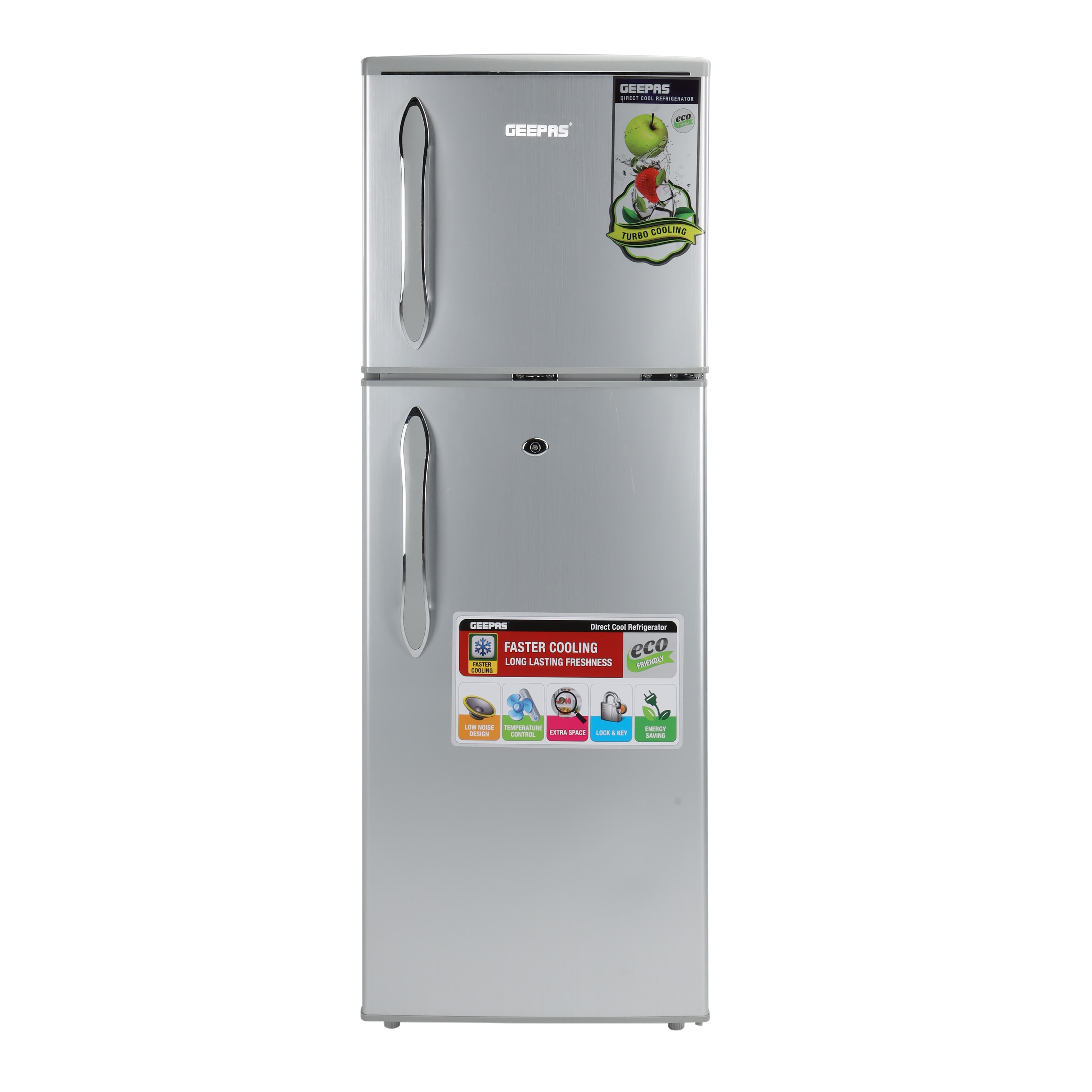 ثلاجة جيباس صغيرة 132 لتر بابين مع خاصية التبريد السريع Geepas Double Door Refrigerator