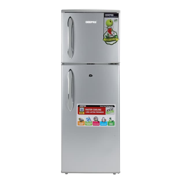 ثلاجة جيباس صغيرة 132 لتر بابين مع خاصية التبريد السريع Geepas Double Door Refrigerator - 256841