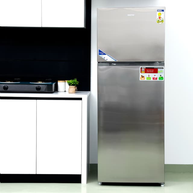 Geepas GRF6021SSXN 595L No Frost Double Door Refrigerator - Durable Low Consumption Fast Cooling & Low Noise - Preserves Freshness, Tempered Glass Shelves with Inner Led Light - 1 Year Warranty