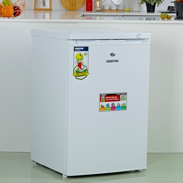 Geepas 120L Upright Freezer Portable 3 Star 4 Crystal Freezer Drawer