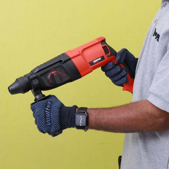 Geepas GRH2680-SA 850 W Rotary Hammer - Portable with Comfortable Handle - Drilling & Chiselling with Keyless Chuck, Essential and Durable Power Tool- Perfect for Drilling Concrete, Steel, Wood & More