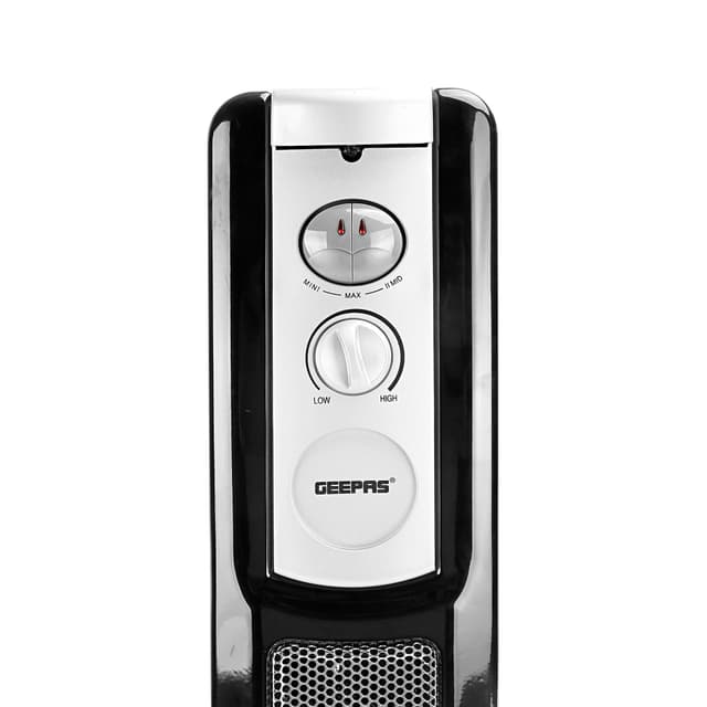 Geepas GRH9101 11 Fins Oil Filled Radiator Heater with Fan 2400W - 3 Speed Adjustable thermostat with Power Indicator & Silent Operation - Ideal For Home, Caravan or Office - 2 Years Warranty