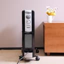 Geepas GRH9101 11 Fins Oil Filled Radiator Heater with Fan 2400W - 3 Speed Adjustable thermostat with Power Indicator & Silent Operation - Ideal For Home, Caravan or Office - 2 Years Warranty