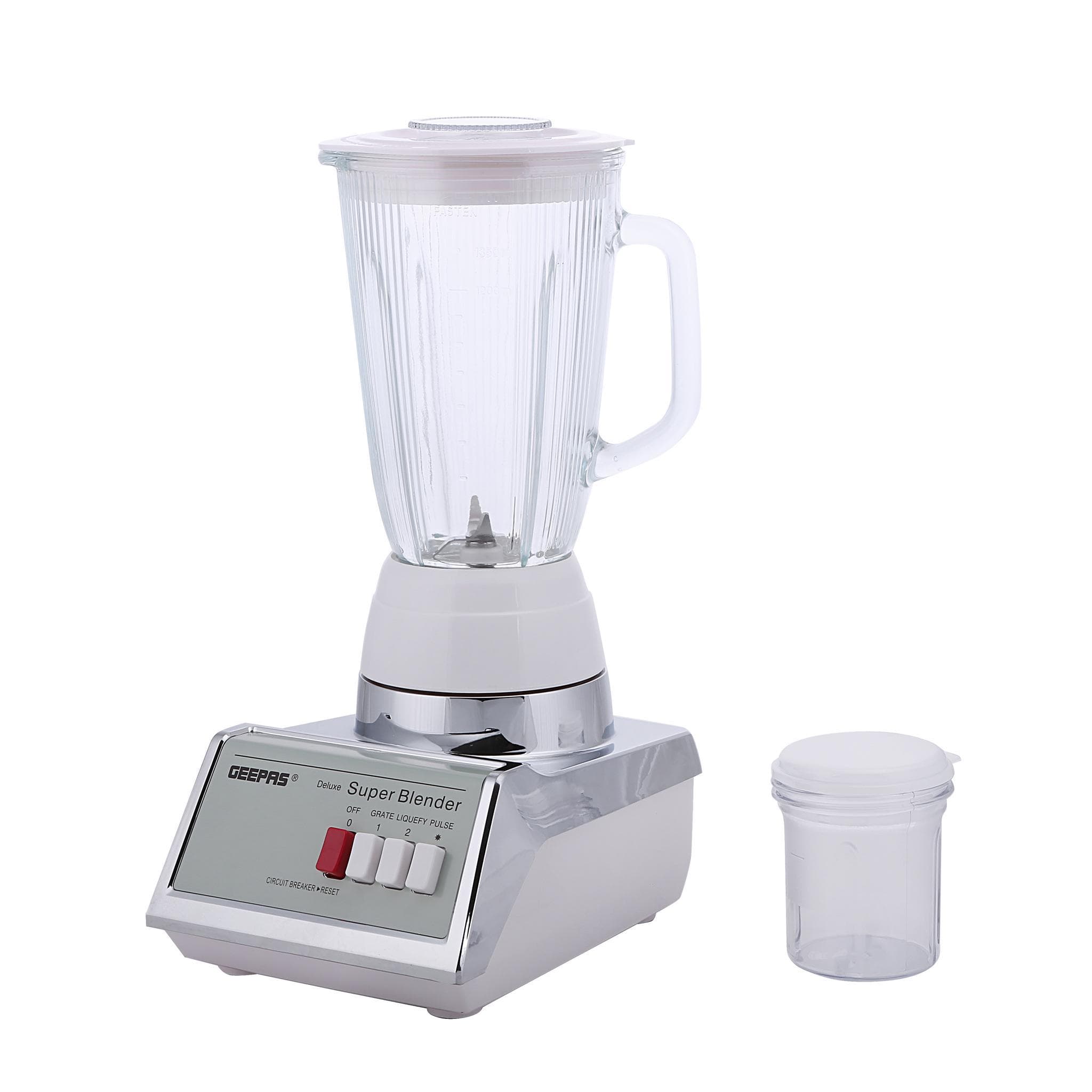 Geepas GSB1603 450W Stainless Steel Blender - 2 Speed Control, Overheat Protection, 1.4L Plastic jar, Sharp Blades & Mill & Chopping Blender, Anti-Slip Feet Design - 2 Years Warranty