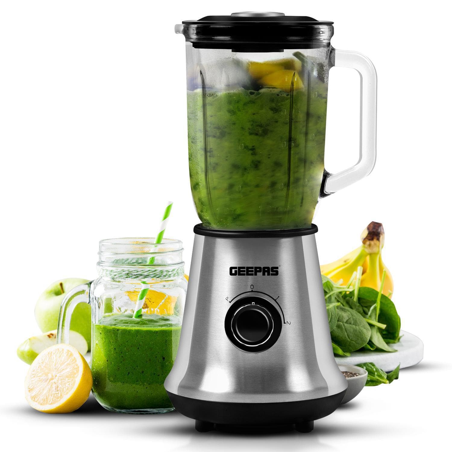 خلاط يدوي كهربائي جيباس 700 واط Geepas 1.5L Glass Jug Food Blender Smoothie Maker