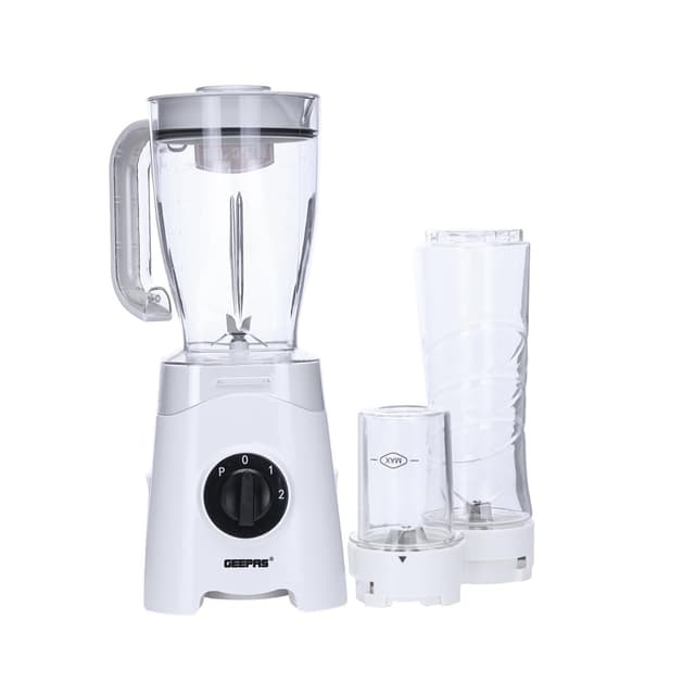 Geepas GSB44033 350W 3 in 1 Food Jug Blender with 1.25L BPA Jar - 2 Speed with Pulse Function - Travel Personal Blender Smoothie Milkshake Maker Bottle, Coffee/Spice Grinder Mill & Food Jug Blender
