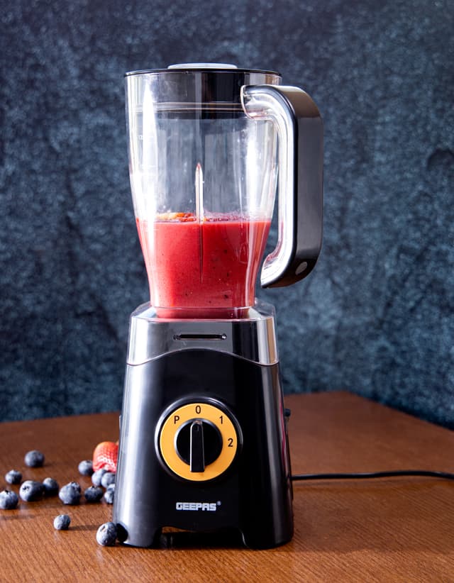 Geepas GSB44033 350W 3 in 1 Food Jug Blender with 1.25L BPA Jar - 2 Speed with Pulse Function - Travel Personal Blender Smoothie Milkshake Maker Bottle, Coffee/Spice Grinder Mill & Food Jug Blender